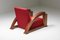 Sofá y butacas franceses Art Déco de terciopelo a rayas en rojo. Juego de 3, Imagen 10