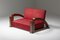 Sofá y butacas franceses Art Déco de terciopelo a rayas en rojo. Juego de 3, Imagen 13