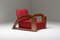Sofá y butacas franceses Art Déco de terciopelo a rayas en rojo. Juego de 3, Imagen 9