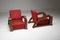 Französisches Art Deco Wohnzimmer Sofa und Sessel aus rotem Samtstoff, 3er Set 7