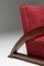 Sofá y butacas franceses Art Déco de terciopelo a rayas en rojo. Juego de 3, Imagen 20