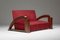 Art Deco French Red Stripped Velvet Living Room Sofa and Armchairs, Set of 3 17