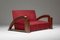 Französisches Art Deco Wohnzimmer Sofa und Sessel aus rotem Samtstoff, 3er Set 17