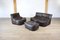 Vintage Brown Leather Aralia Seating by Michel Ducaroy for Ligne Roset, 1970s, Set of 3 3