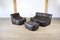 Vintage Brown Leather Aralia Seating by Michel Ducaroy for Ligne Roset, 1970s, Set of 3, Image 3