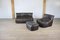 Vintage Brown Leather Aralia Seating by Michel Ducaroy for Ligne Roset, 1970s, Set of 3 2