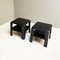 Italian Black Plastic Square 4 Coffee Tables by Mario Bellini for B&b, 1970s, Set of 2 3