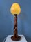 Lampada da tavolo Art Déco in legno intagliato a mano, Immagine 2