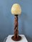 Lampada da tavolo Art Déco in legno intagliato a mano, Immagine 1