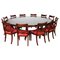 20th Century Diameter Flame Mahogany Dining Table and Chairs, Set of 13 1