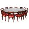 20th Century Diameter Flame Mahogany Dining Table and Chairs, Set of 13, Image 1