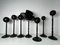 Victorian Hat & Wig Hangers in Black Colored Wood, Set of 7 3