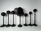 Victorian Hat & Wig Hangers in Black Colored Wood, Set of 7 1