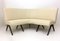 Vintage Wooden Structure and Beige Skai Upholstery Corner Sofa, Italy 1