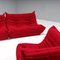 Divano ad angolo Togo modulare rosso di Michel Ducaroy per Ligne Roset, set di 3, Immagine 5