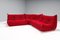 Canapé d'Angle Togo Modulable en Alcantara Rouge par Michel Ducaroy pour Ligne Roset, Set de 3 4