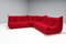 Red Alcantara Togo Modular Corner Sofa by Michel Ducaroy for Ligne Roset, Set of 3 4