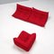 Divano ad angolo Togo modulare rosso di Michel Ducaroy per Ligne Roset, set di 3, Immagine 3