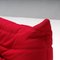 Canapé d'Angle Togo Modulable en Alcantara Rouge par Michel Ducaroy pour Ligne Roset, Set de 3 8