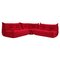 Red Alcantara Togo Modular Corner Sofa by Michel Ducaroy for Ligne Roset, Set of 3 1