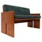 Italienisches Mid-Century 2-Sitzer Sofa aus Holz und grünem Samt, 1960er 1