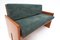 Italienisches Mid-Century 2-Sitzer Sofa aus Holz und grünem Samt, 1960er 3