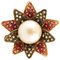 Blumenring aus 14 Karat Roségold und Silber mit Großer Perle, Diamanten und Rubinen 1
