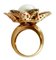 14 Karat Rose Gold and Silver Flower Ring with Large Pearl, Diamonds and Rubies 4