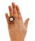 14 Karat Rose Gold and Silver Flower Ring with Large Pearl, Diamonds and Rubies 6
