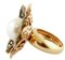 Anello floreale in oro rosa e argento 14 carati con perla grande, diamanti e rubini, Immagine 3