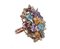 9 Karat Rose Gold and Silver Ring with Amethysts, Topazs, Garnets and Diamonds 2