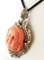 Rose Gold and Silver Pendant with Diamonds, Rubies and Engraved Coral 3