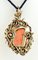 Rose Gold and Silver Pendant with Diamonds, Rubies and Engraved Coral, Image 2
