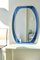 Large Vintage Italian Oval Mirror with Blue Glass Frame 1