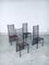Postmodernes handgefertigtes Eisen Stuhl Set mit hoher Rückenlehne, 1980er, 4er Set 14