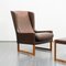 Leather & Rosewood Wing Chair with Stool by Rudolf Glatzel for Kill International, 1960s 6