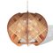 Mid-Century Portuguese Wood and Straw Wooden Hanging Lamp, 1960s, Image 1