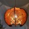 Mid-Century Portuguese Wood and Straw Wooden Hanging Lamp, 1960s 5