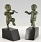 Art Deco Bronze Faun Bookends by Claude for Marcel Guillemard, Set of 2 5
