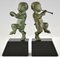 Art Deco Bronze Faun Bookends by Claude for Marcel Guillemard, Set of 2 8