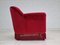 Danish Red-Cherry Velour Armchair, 1950s 12