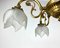 Vintage Frosted Glass and Gilt Brass Chandelier 5