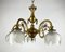 Vintage Frosted Glass and Gilt Brass Chandelier 3
