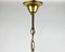 Large Vintage Flower-Shaped Gilt Brass and Frosted Glass Chandelier 6