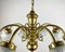 Large Vintage Flower-Shaped Gilt Brass and Frosted Glass Chandelier 5