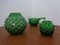 Italian Green Bubble Glass Vases & Bowl by Empoli, Set of 3, 1960s 1