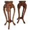 Brown Hand Carved Plant Pedestals, Set of 2 1