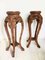 Brown Hand Carved Plant Pedestals, Set of 2 3