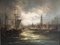 Johannes Bevort, escena portuaria, siglo XX, óleo sobre lienzo, Imagen 2