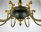 Vintage Empire Style Gilt Brass Chandelier in Green 5